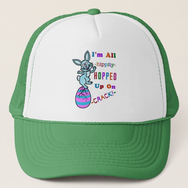 Casquette Amusant lapin de Pâques Cracké Humour d'oeufs (Devant)