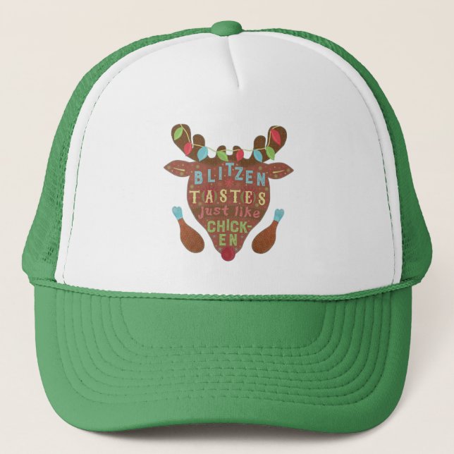 Casquette Amusant Noël Blitzen poulet Reindeer Humour (Devant)