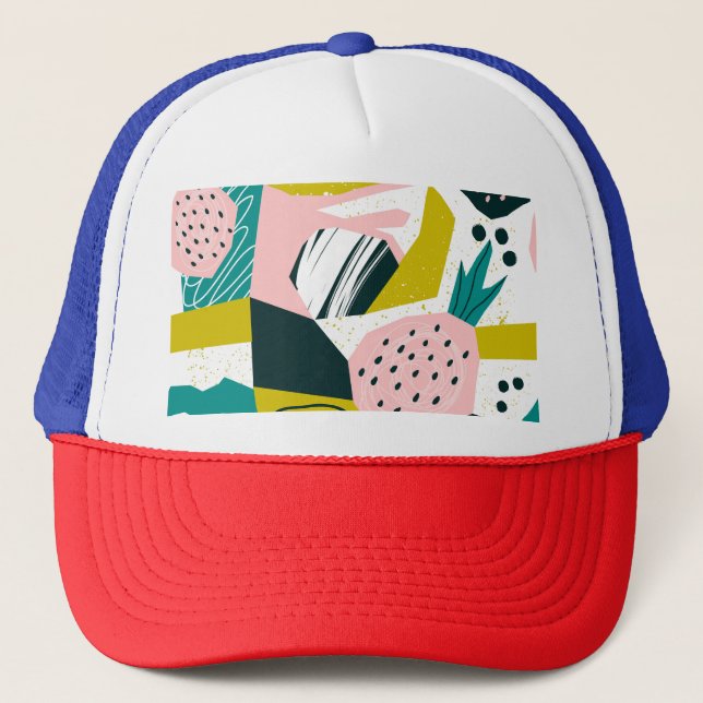 Casquette Ananas Abstrait : Patchwork coloré sans fil (Devant)