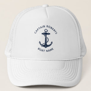 Casquette Ancre Bleue Marine Naútíque Bateau Capitaine Perso
