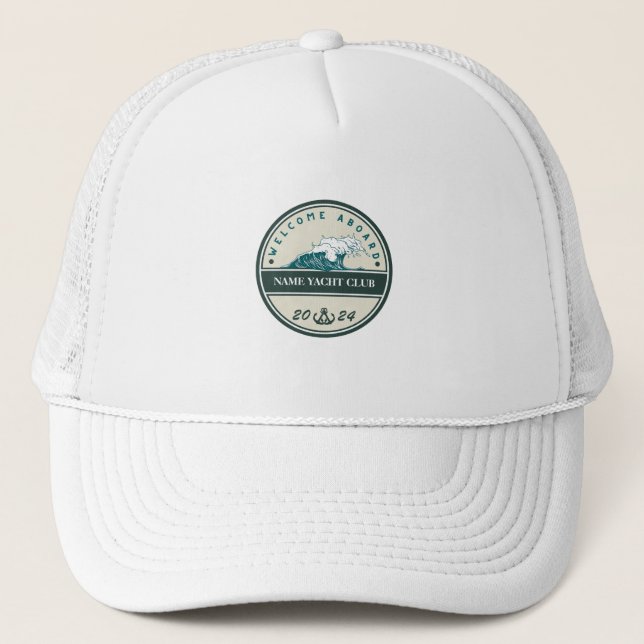 Casquette Ancre Bleue Nautique Bienvenue yacht de voile Bate (Devant)