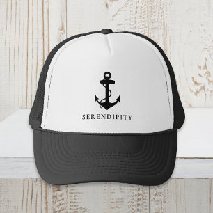 Casquette Ancre de bateau classique Monogramme noir