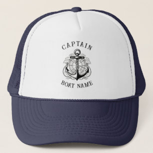 Casquette Ancre de nom de bateau du capitaine nautique perso