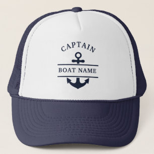 Casquette Ancre de nom de bateau du capitaine nautique perso