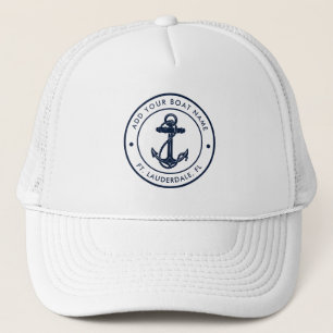 Casquette Ancre nautique nom de bateau personnalisé