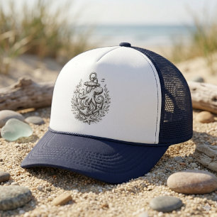 Casquette Ancre nautique vintage avec pieuvre
