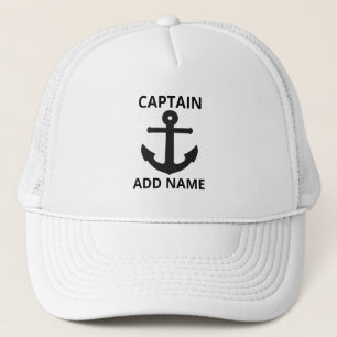 Casquette Ancre noire personnalisée Nom du capitaine