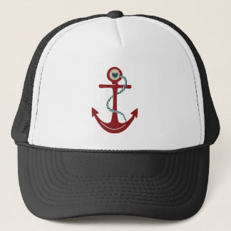 Casquette Ancre rouge de bateau avec le coeur