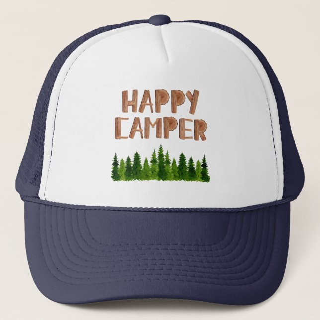 Casquette Aquarelle Bois Joyeux Camper Pine Trees  (Devant)