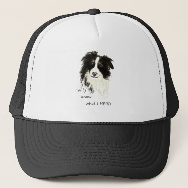 Casquette Aquarelle Bordure Collie Chien Ne Sait Que Ce Que  (Devant)