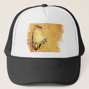 Casquette Aquarelle Cèdre cire Oiseau Faune Nature Art