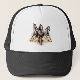 Casquette Aquarelle Chevaux Ferme Art animal