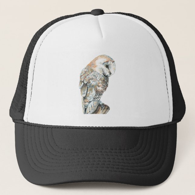 Casquette Aquarelle Chouette Oiseau Nature Faune Art (Devant)