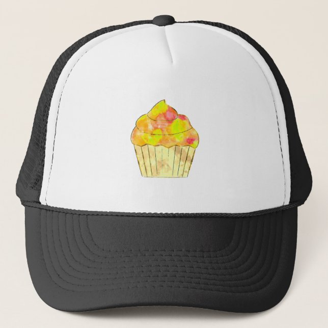 Casquette Aquarelle Cupcake Peinture (Devant)