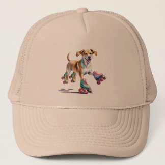 Casquette Aquarelle de chien sur roulettes