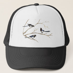 Casquette Aquarelle Magpie Famille Oiseau Faune Nature Art