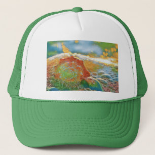 Casquette Aquarelle moderne Orange et Coquillage vert T-Shir