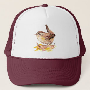 Casquette Aquarelle Oiseau Wren Nature Animaux sauvages 