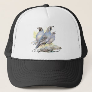 Casquette Aquarelle originale California Quail. Oiseau