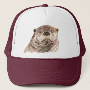 Casquette Aquarelle Otter Animal Faune Nature Art
