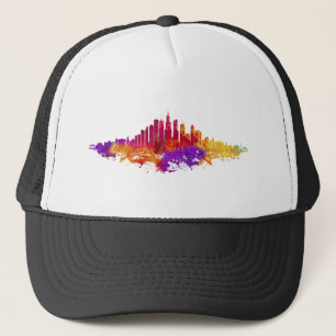 Casquette Aquarelle Skyline de Chicago en blanc