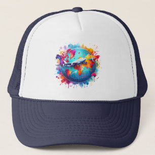 Casquette Aquarelle Voyageons dans le monde