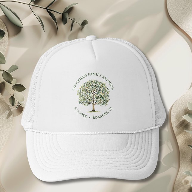 Casquette Arbre d'aquarelle en bois de la Réunion familiale (Family Reunion Woodland Watercolor Tree Hat)