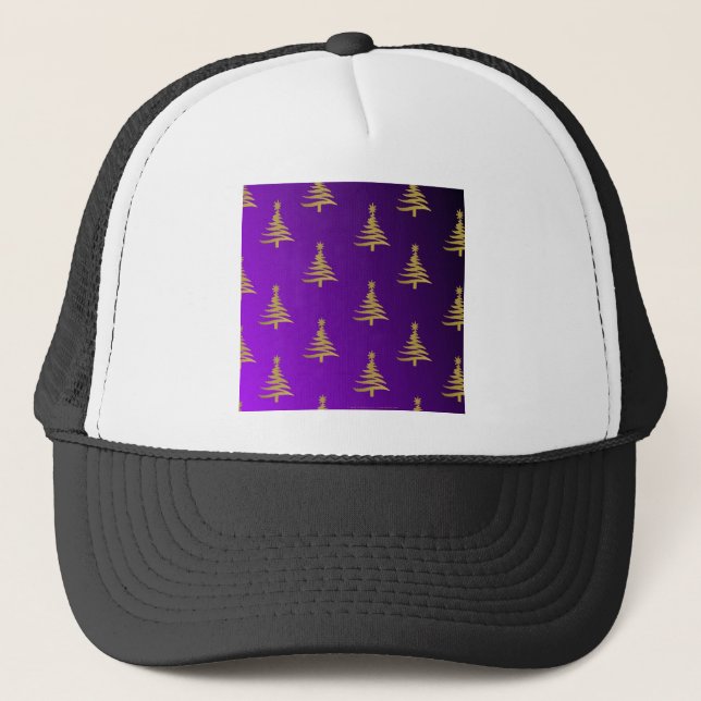 Casquette Arbres de Noël Gold sur violet (Devant)