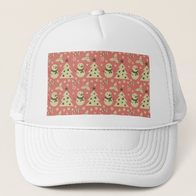 Casquette Arbres de Noël rétro sucre de canne étoile aux bai (Devant)