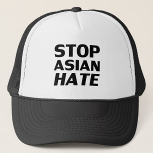 Casquette Arrêter la haine asiatique, lettres noires jaune