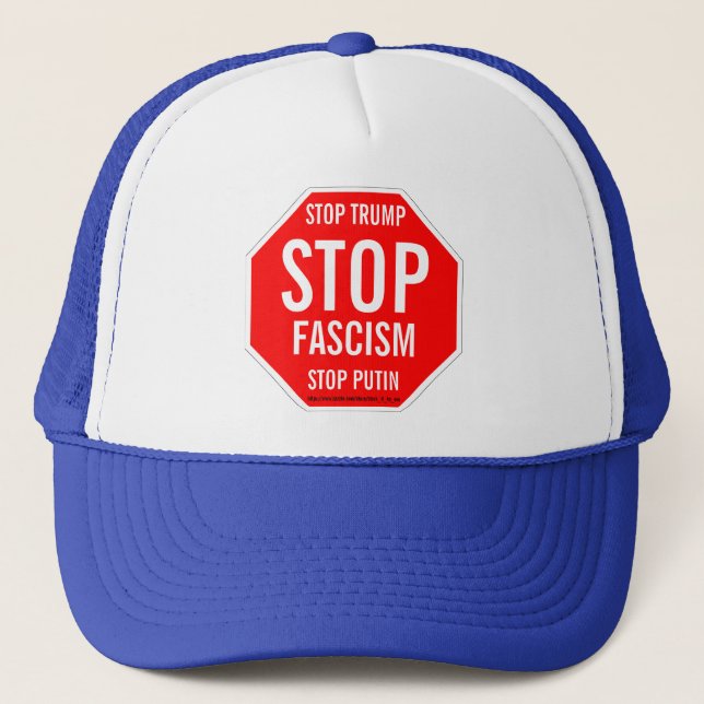 CASQUETTE ARRÊTER TRUMP, ARRÊTER POUTINE, ARRÊTER LE FASCISM (Devant)