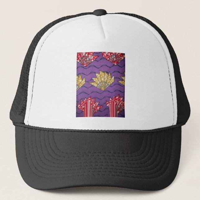 Casquette Art africain Abstrait : Vagues de passion violette (Devant)