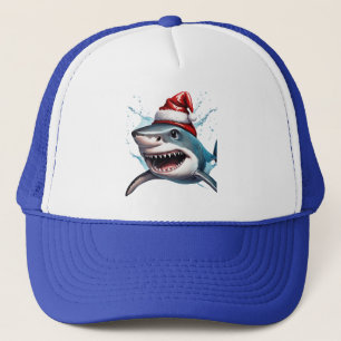 Casquette Art de dessin animé de requin de Noël Santa Jaws