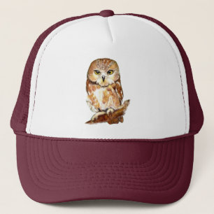 Casquette Art de la nature faune oiseau chouette mignon aqua