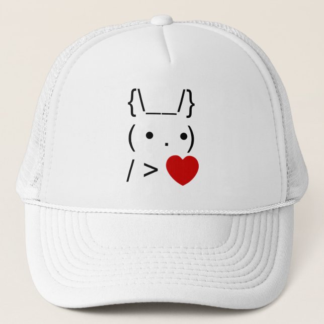 Casquette ASCII Texte Art Lapin Lapin Donner Coeur (Devant)