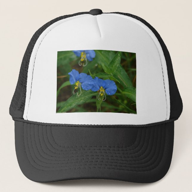 Casquette Asiatique Dayflower Bleu Fleur sauvage Vêtements e (Devant)