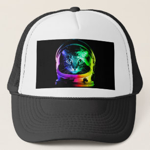 Casquette astronaute de chat coloré