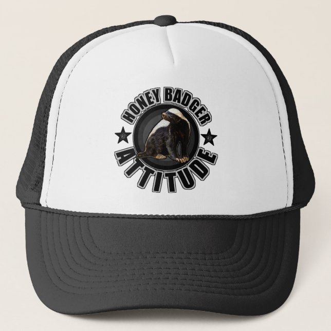 Casquette ATTITUDE de blaireau de miel - conception ronde (Devant)