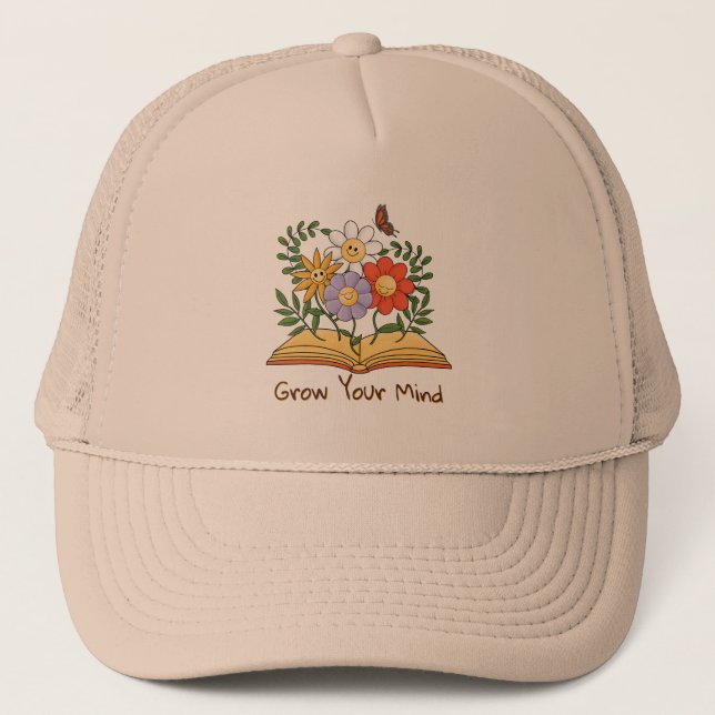 Casquette Augmentez votre esprit Livre Floral Vintage Lectur (Devant)