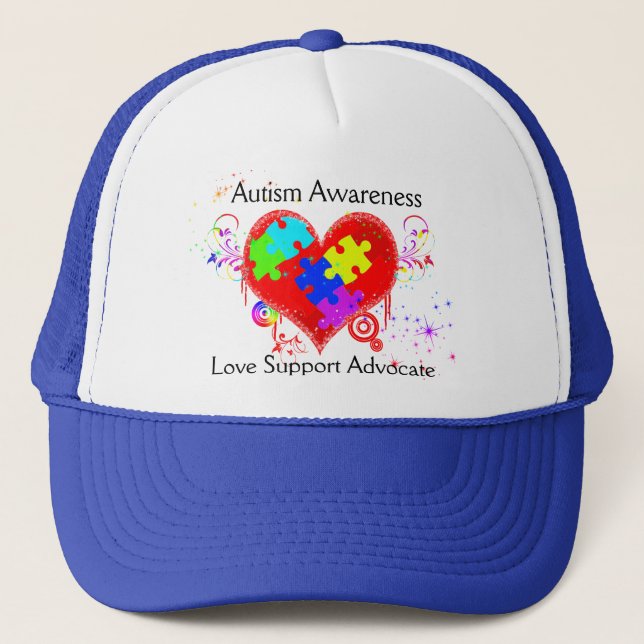 Casquette Autisme Coeur brillant (Devant)