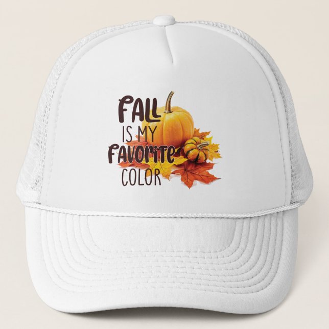 Casquette Automne est ma couleur préférée - Citrouille & Feu (Devant)