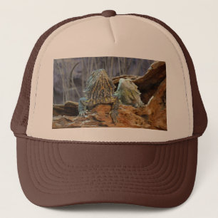 Casquette avec deux lézards curieux