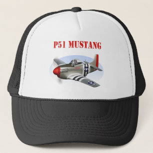 Casquette Avion Argent-Rouge du mustang P51