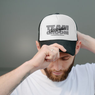 Casquette Bachelor Party Team Groom Groomsman's Name Grey