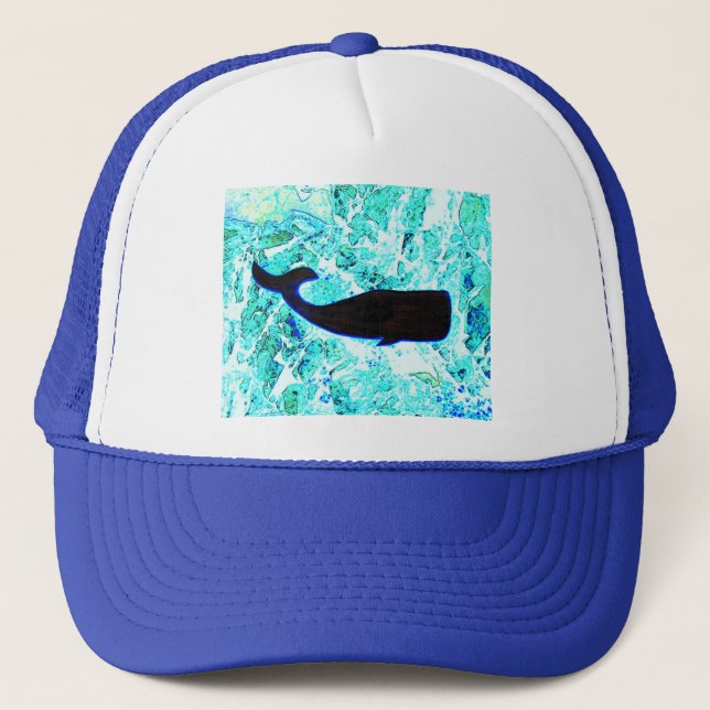 Casquette baleine noire nageant (Devant)