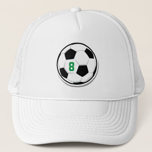 Casquette Balle de football blanc noir vert personnalisé Num (Devant)