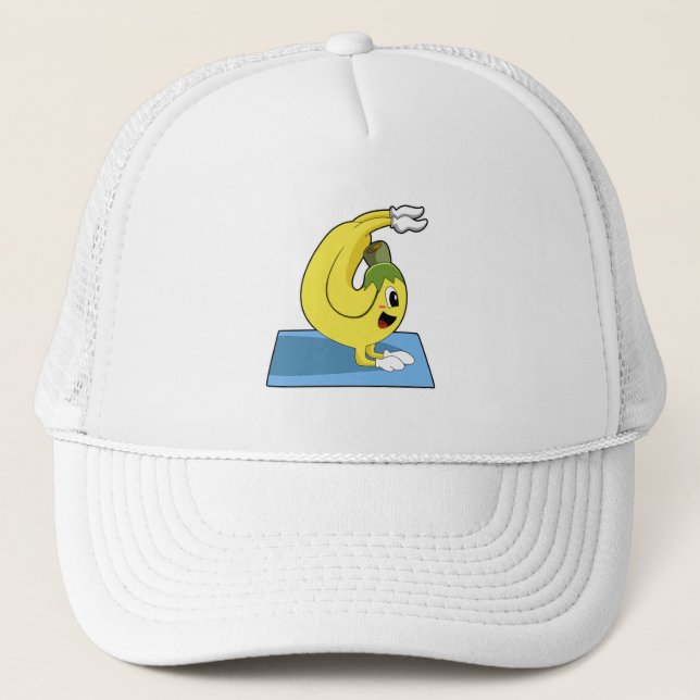 Casquette Banane au Yoga sur tapis de Yoga (Devant)