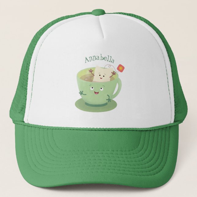 Casquette Bande dessinée de la tasse de thé mignonne humour  (Devant)