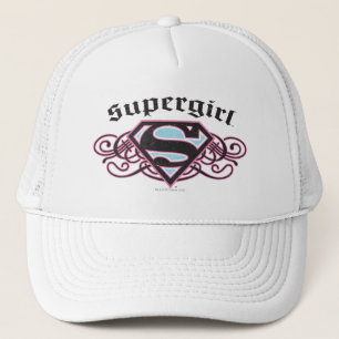 Casquette Bandes à épingles supergirl noir et rose