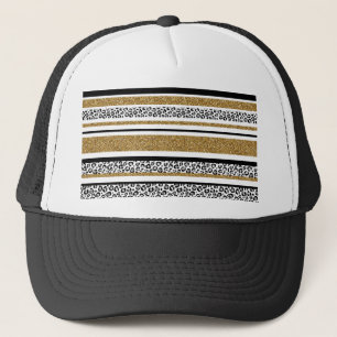 Casquette Bandes léopard de parties scintillant en faux or t
